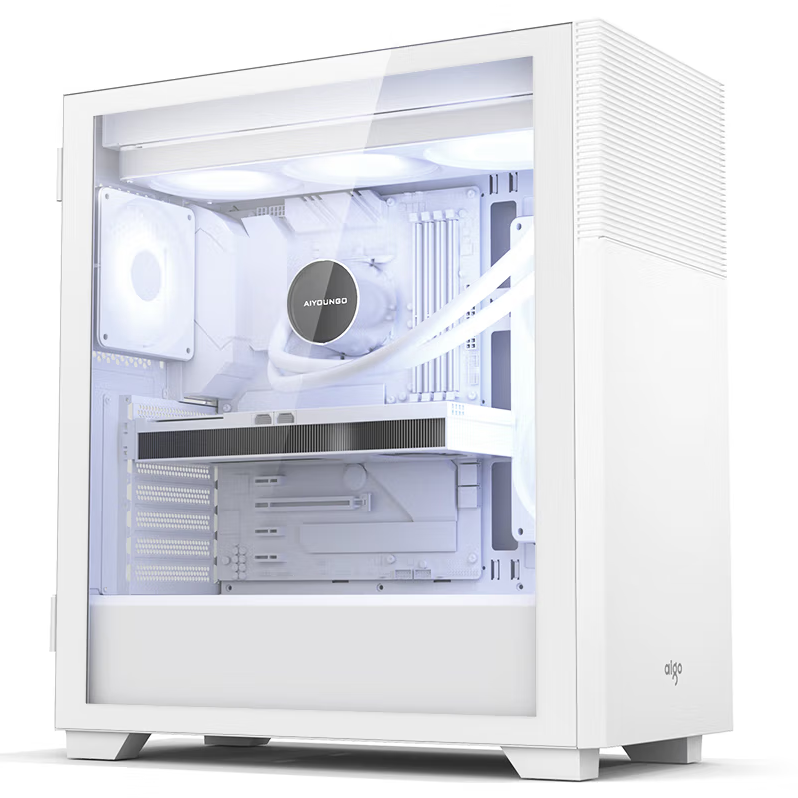 爱国者（aigo）F40白色 玻璃侧透台式机电脑主机箱  昆明电脑组装批发