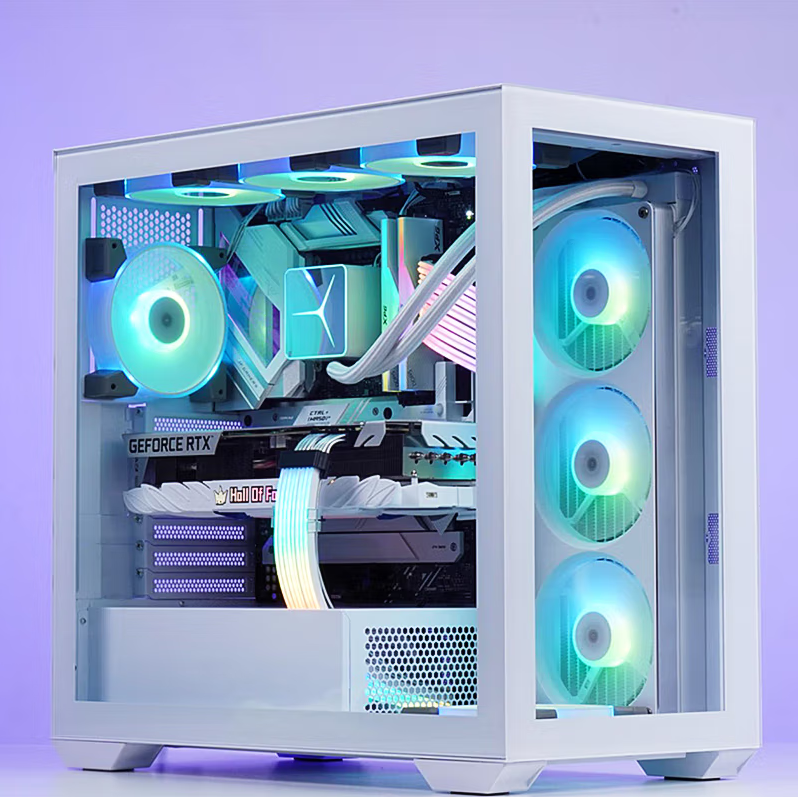 海景房 爱国者月光宝盒 镜 白色 游戏电脑主机箱 支持双360水冷/E-ATXType-c/双面玻璃/六面  云南DIY电脑